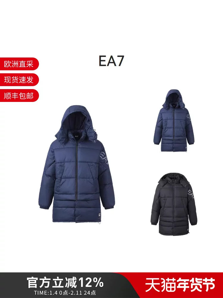 Armani EA7 Kişilər üçün Uzun/Qısa, Çıxarıla bilən Kənarlı Pambıq Gödəkçə 6LPK03 PNADZ