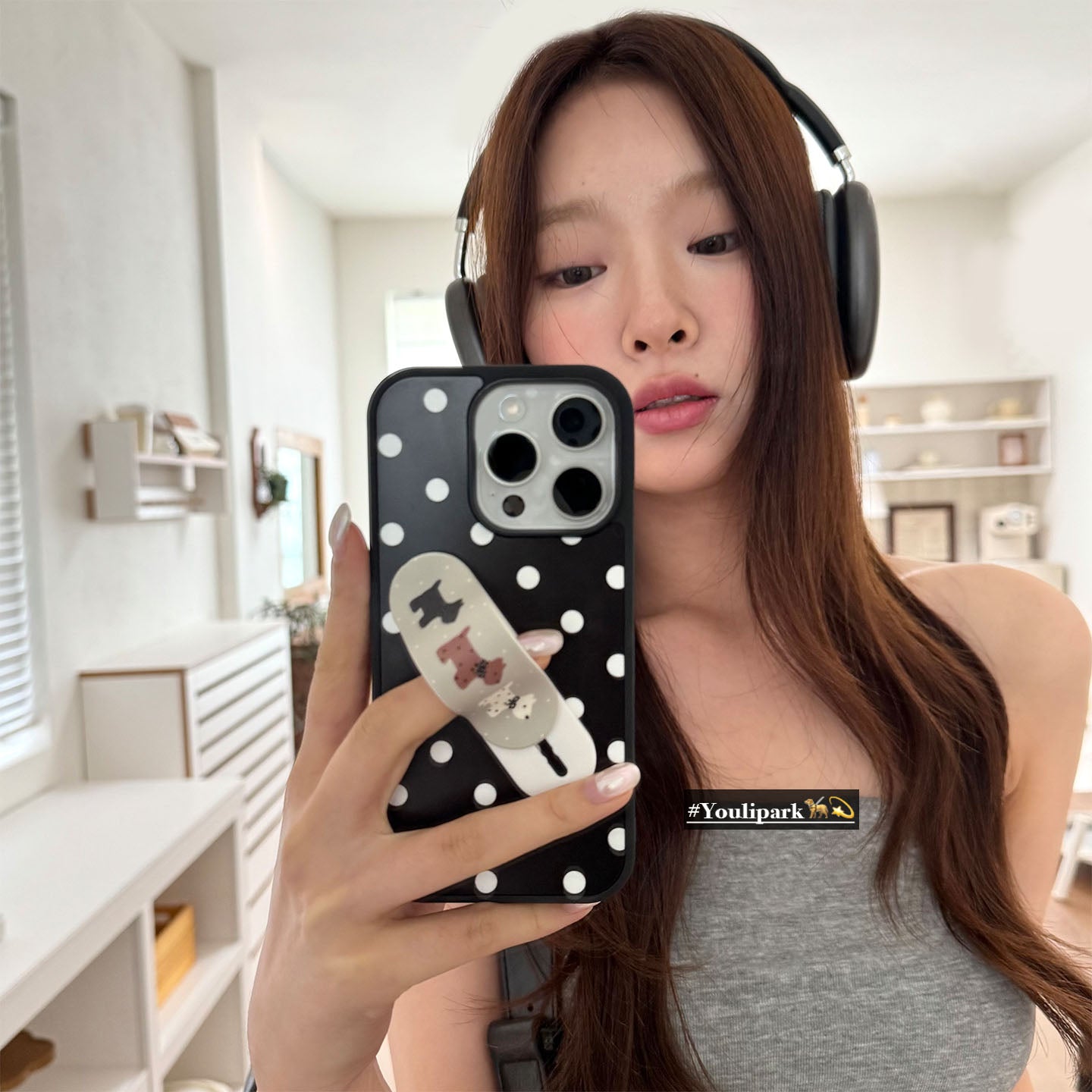 Yuri Park ins sevimli Koreya polka nöqtəli bala bandaj tutacağı 15 17pro Apple 17ProMax mobil telefon qutusu iPhone16 hər şey daxil 17 yeni 14Promax qadınlar üçün qoruyucu örtük