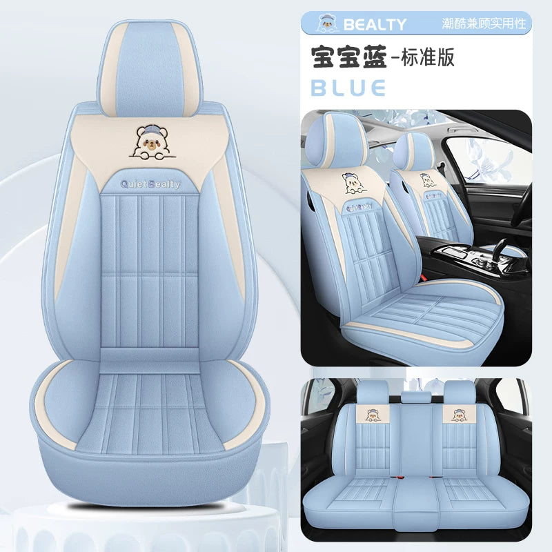 Qış üçün peluş avtomobil oturacağı yastıqları, tam örtüklü avtomobil oturacağı üzlükləri, qalınlaşdırılmış və qış üçün isti, rahat qısa peluş oturacaq yastıqları