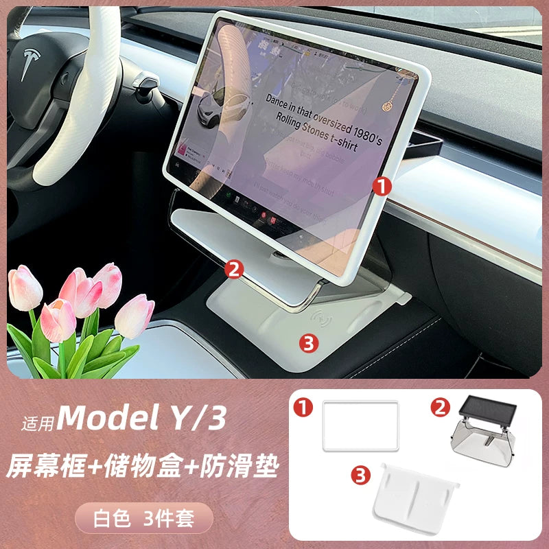 Applies to Tesla's updated Model 3 interior modification parts: under-screen storage box, lower center console storage box.