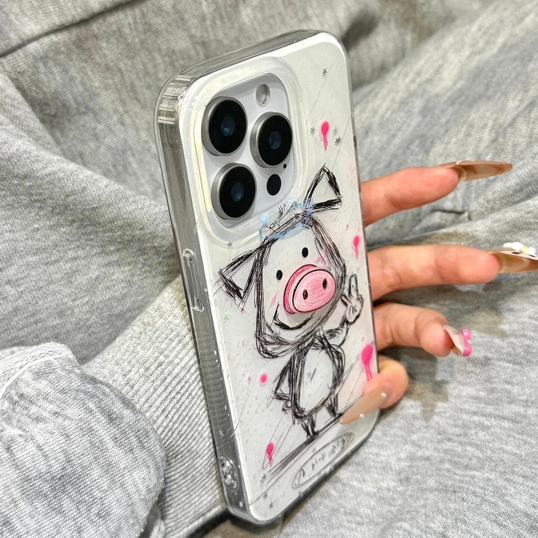 Sevimli Biye piggy Apple 16 promax mobil telefon qutusu iphone17 one plus 1314 qırmızı düyü k80 supreme darı 15 glory 3009080 qoruyucu örtük 50 Huawei mate706040
