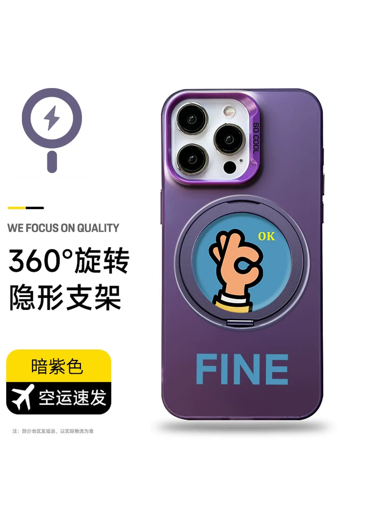 [magsafe maqnit tutucu mobil telefon qutusu] Apple Huawei Xiaomi dayaq qutusu üçün uyğundur iphone15 14 13 12 sadə mate70 60 yaradıcı 16promax fırlanan p70/x7