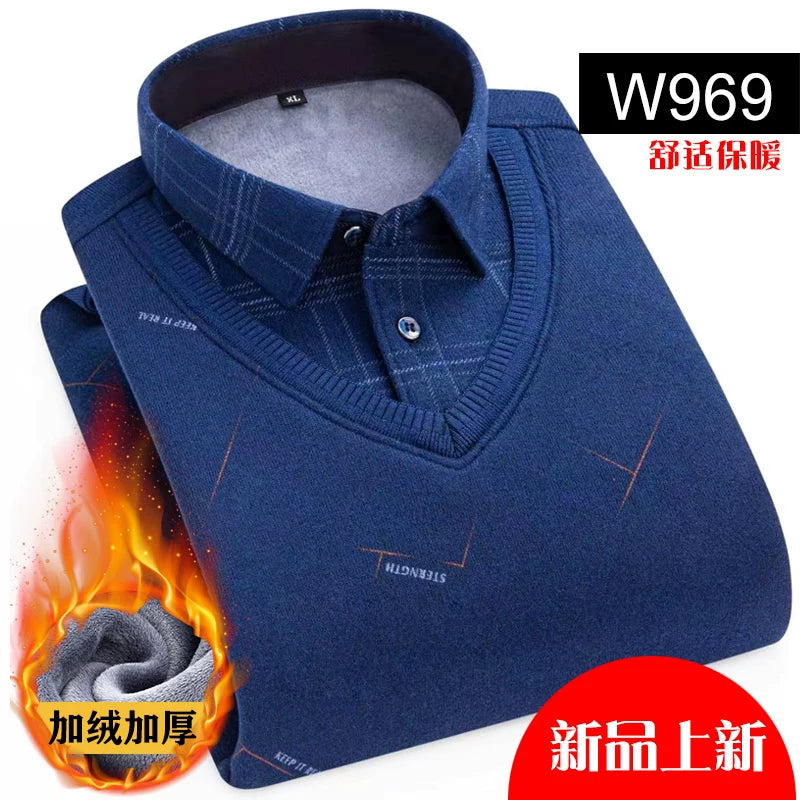 Paul Kişi İsti Köynək, Süni İki Parçalı, Yun Astarlı, Qalın Köynək Yaxalıqlı, Trikotaj Sviter, Böyük Ölçülü Üst Qat