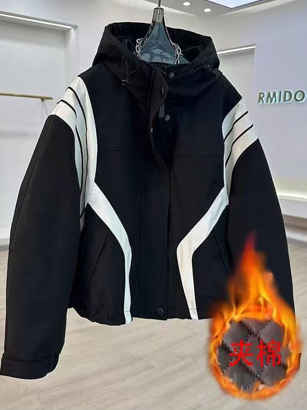 Böyük Ölçülü Sırtılmış Koreya Üslublu Başlıqlı Windbreaker Gödəkçəsi, 2026 Payız/Qış Yeni Stil, Böyük Ölçülü Qadınlar üçün Dəbli, Boş, Çoxfunksiyalı Gödəkçə