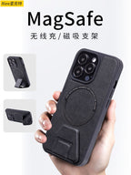 Apple 16 Pro Max telefon korpusu, dayaqlı iPhone 17 üçün tam örtüklü qoruyucu korpus, 13 dəri, 12 düşməyə davamlı, 14 kişi və qadın maqnit simsiz şarj cihazı, AIR dəri narıncı ilə uyğun yeni dəstək nöqtəsi.