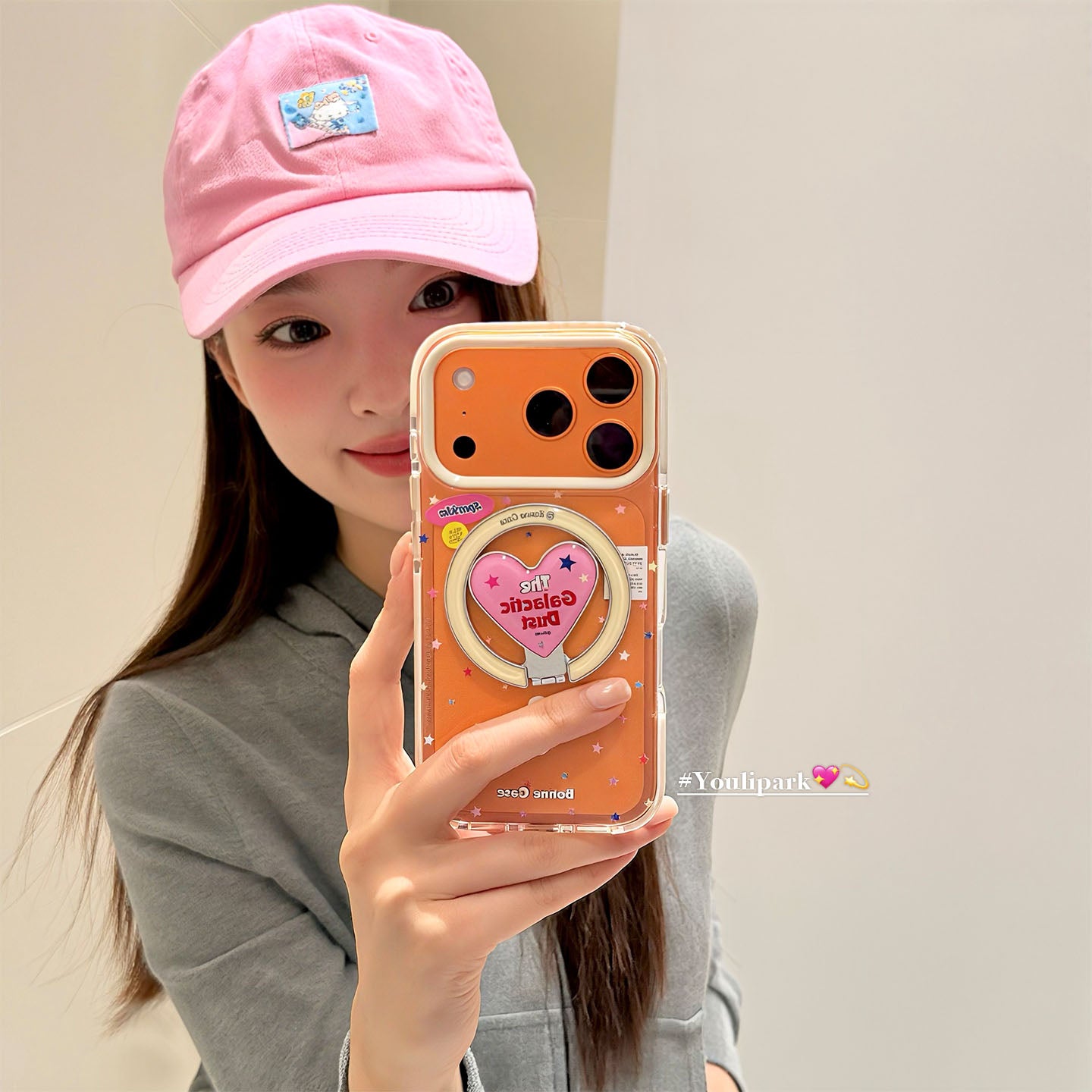 Yuri Park ins Koreya şirin rəngli ulduz sevgi maqnit stend 17 17pro Apple 17ProMax mobil telefon üçün korpus iPhone16 hər şey daxil 14 qız 16Promax qoruyucu örtük