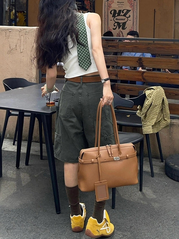 Qadınlar üçün böyük ölçülü retro Amerika yük denim şortları, yay üslubunda, yüksək belli, arıqladıcı, düz ayaqlı, geniş ayaqlı, gündəlik beşguşəli şalvar.