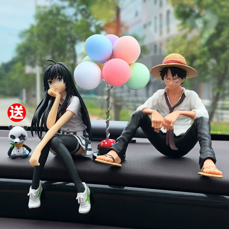 Anime One Piece Avtomobil Dekorasiyası Gülən Üz Lüffi Zoro Əl işi İnternet Məşhur Avtomobilin Mərkəzi Konsolu Daxili Dekorasiya Kuklası