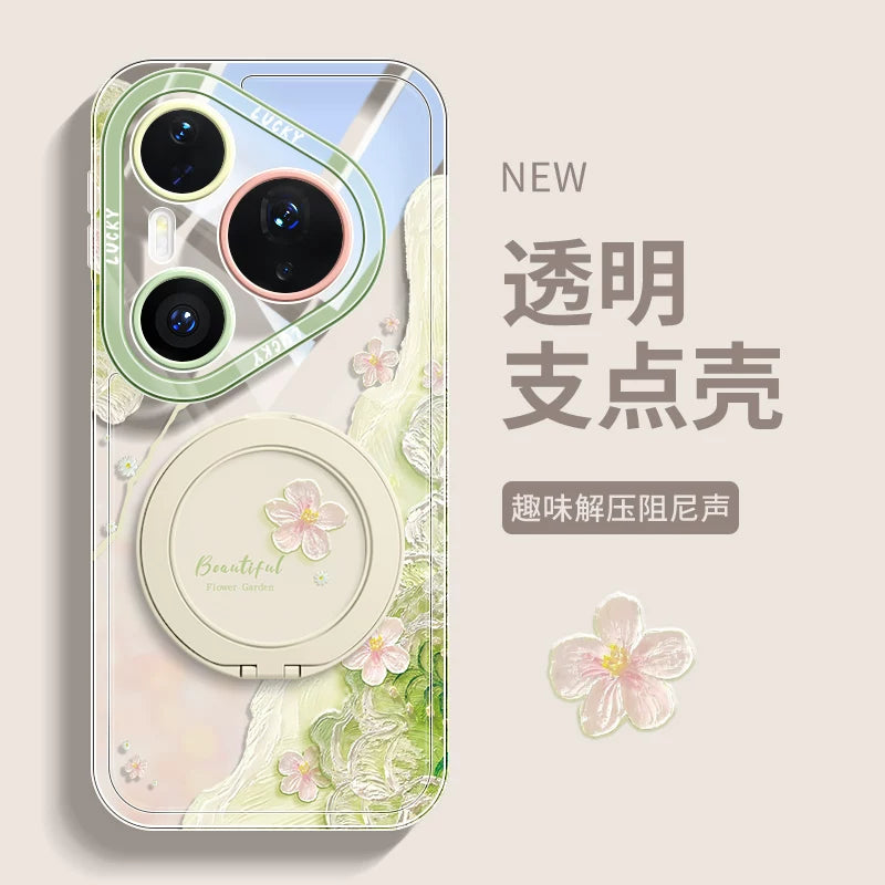 Huawei pura90 mobil telefon qutusu üçün uyğundur yeni 70 fırlanan stend 80pro şəffaf gözəl görünüşlü ultra sadə yumşaq qabıq p60 super yaraşıqlı pro+ qadın p50 qabaqcıl ins stil p40 qoruyucu örtük