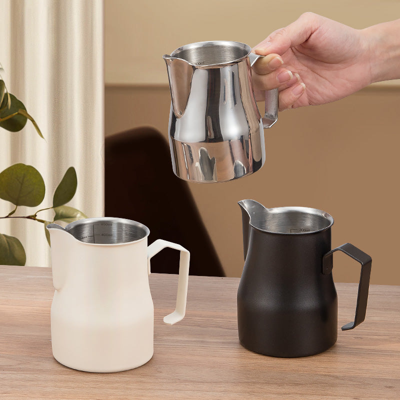 Qəhvə latte sənət stəkanı latte sənət silindri 304 paslanmayan poladdan hazırlanmış latte sənət artefaktı süd silindrli süd köpüyü stəkan sivri dimdikli kran ağızlı süd köpüyü fincanı