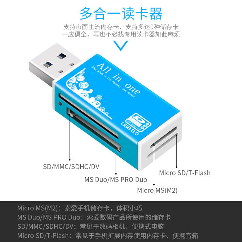 Mini yüksək sürətli usb kart oxuyucu tfsd kart hamısı bir yerdə universal çoxfunksiyalı avtomobil cib telefonu kamerası kompüter universal