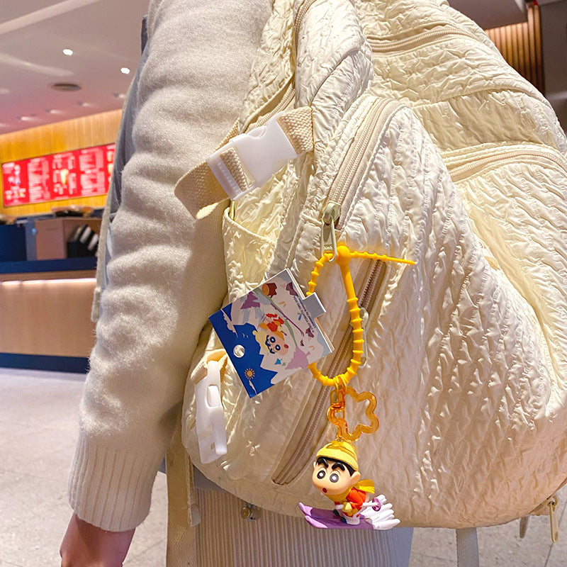 Uşaqlar və tələbələr üçün orijinal Crayon Shin-chan anime stilində cizgi filmi avtomobil açar zənciri/çantası - yaradıcı bir hədiyyə.