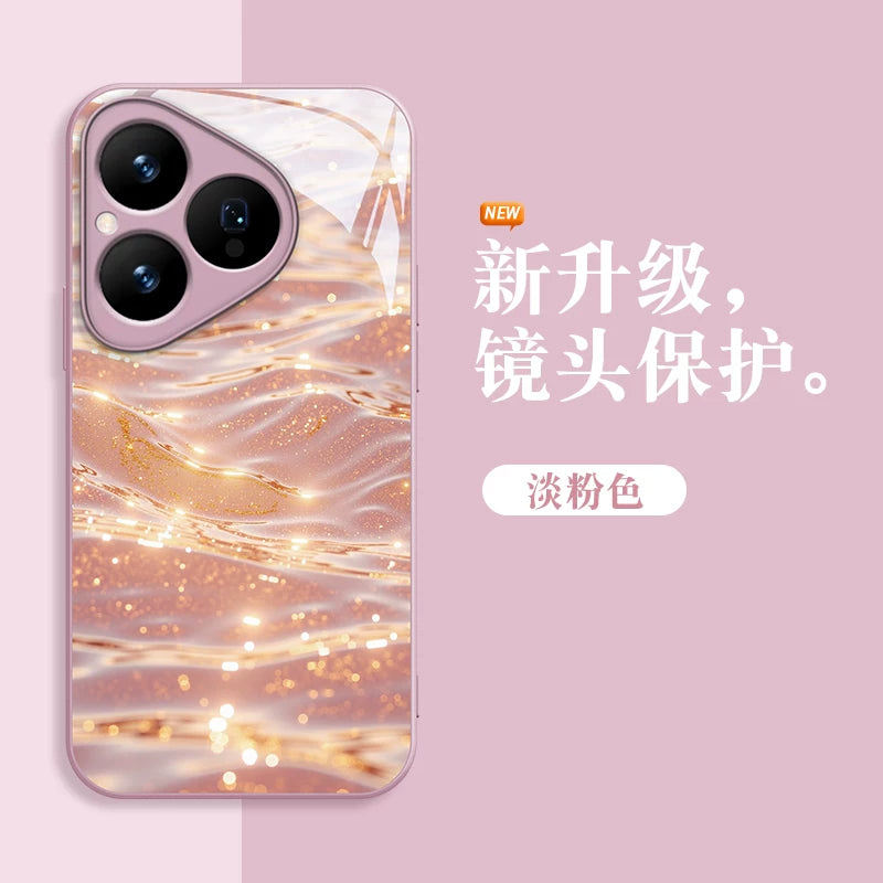 Axan su qızılı Huawei pura80 Fengqichaoming cib telefonu üçün uyğun edir mate70pro şüşə qutu nova13 yüngül lüks moda mate60 şöhrət 300 niş sənət magic7 qadın yeni model