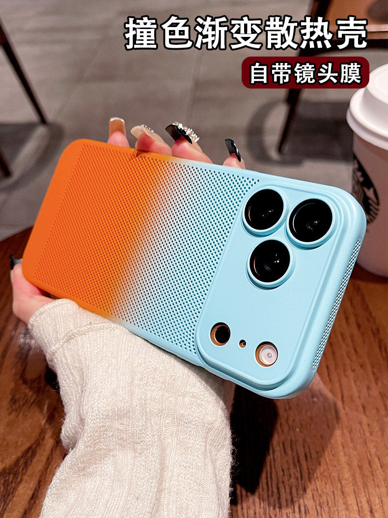 Apple 17promax mobil telefon qutusu, yeni gradient istilik yayılması, iPhone17pro lens, hər şey daxil, ultra nazik və nəfəs ala bilən kişi və qadınlar üçün 16 düşmə əleyhinə qoruyucu örtük, hava, yüksək səviyyəli, sadə, 15 yumşaq Plus Yang üçün uyğundur