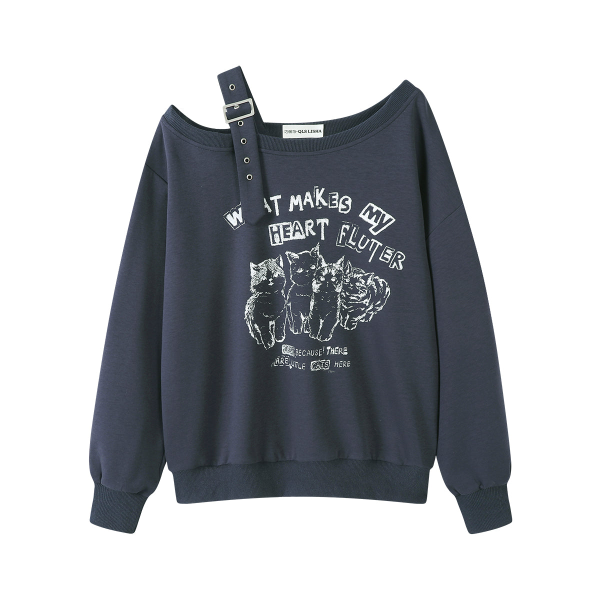 Chorissa Amerika Retro Qəşəng Tənbəl Sviter Payız Çoxfunksiyalı Pişik Naxışlı Uzun Qollu Çiyinsiz Top