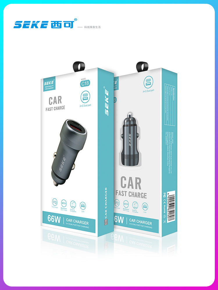 Xico C18 Car Charger - 2 in 1 USB Multifunction Cigarette Lighter - PD 30W Fast Charger for Tablets, Phones and Cars