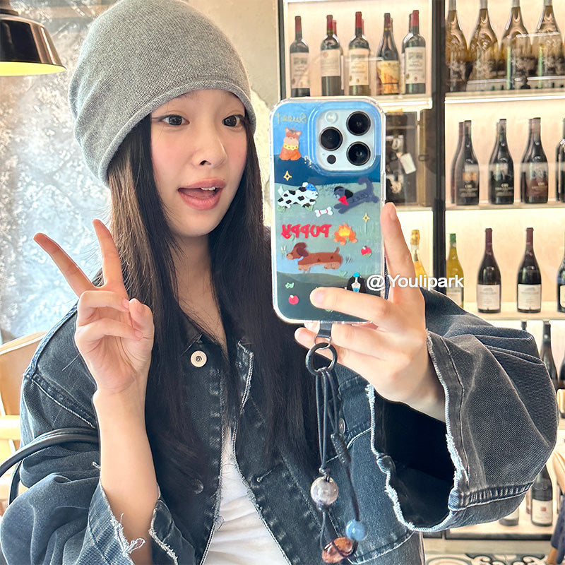 Yuri Park ins sevimli qız niş yağlı boya iti 15 17pro Apple 17ProMax mobil telefon qutusu iPhone16 hər şey daxil 17 yeni stil 14Promax qoruyucu örtük 13 yumşaq lent