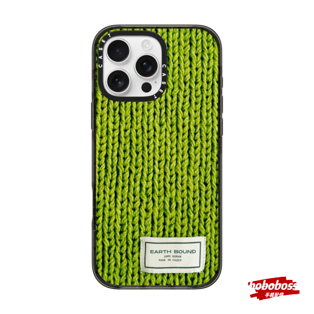 Zavoddan birbaşa! iPhone 17/16/15/14/13/Pro/Max zərbəyə davamlı maqnit telefon korpusu ilə uyğun olan MagSafe rəssam əməkdaşlıq seriyası yaşıl toxunma sviter.