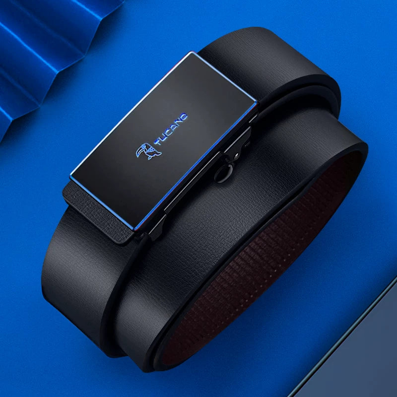 Woodpecker Kişi Dəri Kəmər, Dişsiz, Daxili Geyim, Avtomatik Toka, Dəbli Gənc Kişilər üçün İşgüzar Şalvar Kəməri, Orijinal Dəri