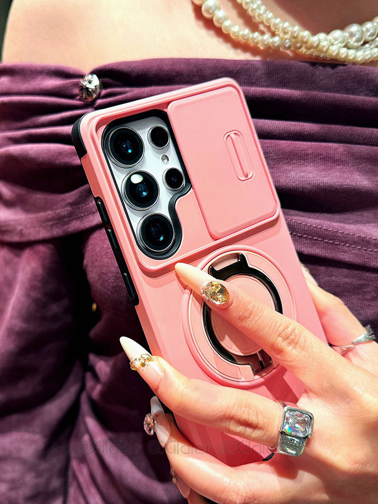 Samsung Galaxy S25 Ultra sürüşən linzalı telefon korpusu, S24 Plus maqnit dayağı, A17 yaradıcı dizaynı, S23 tam örtüklü linza, S20FE premium hiss, düşməyə davamlı yeni A56 modeli, qayışlı A55 ilə uyğun gəlir.