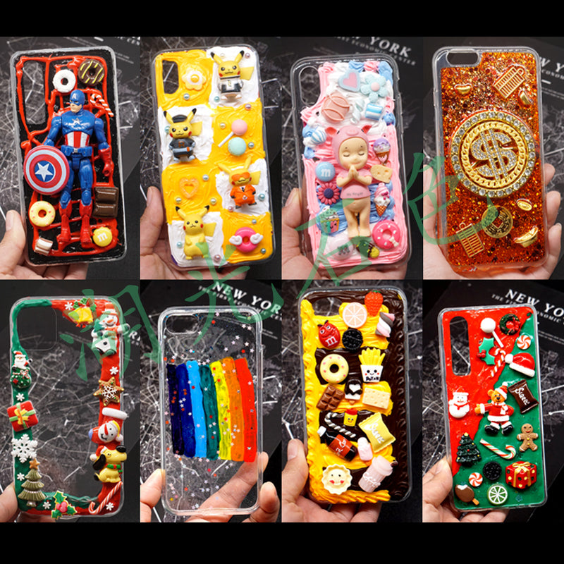 DIY yivli mobil telefon qutusu şəffaf kristal damcı yapışqan krem yapışqan materialı əl istehsalı sərt alt yumşaq kənar ikisi birdə yumşaq qabıq TPU Apple Huawei Xiaomi OPPOVIVO Redmi OnePlus evdə hazırlanmış fərdiləşdirilmiş