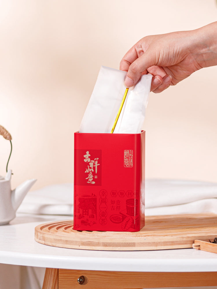 Çay sadə qırmızı və yaşıl çay qablaşdırma qutusu boş hədiyyə qutusu qalay qutusu ümumi Longjing çayı yarım pişik Jin Junmei çay qutusu