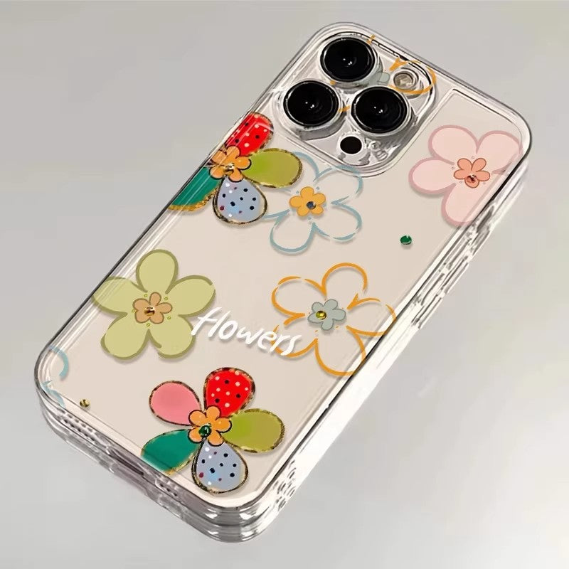 Dopamin çiçəyi Apple 17promax mobil telefon qutusu üçün uyğundur opporeno16 Xiaomi Redmi k90vivos60 Huawei iPhone17 qoruyucu qutu 14/13/12/11 şəffaf bir plus iqoo