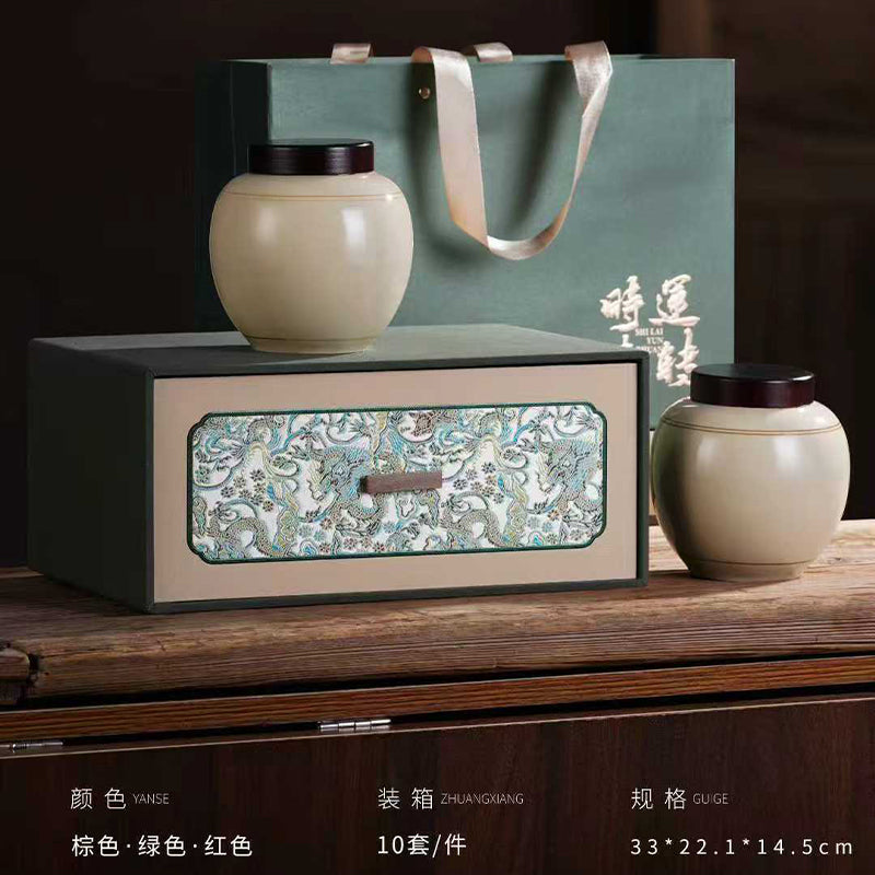 Yüksək səviyyəli Huangshan Maofeng çay qablaşdırma boş hədiyyə qutusu yarım pişik general Biluochun Longjing ağ çay keramika qabı Shilai
