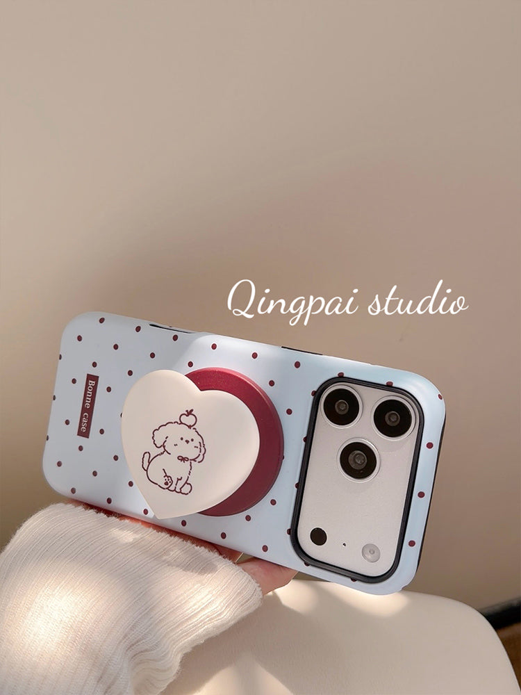 Yüngül cizgi filmi südlü mavi polka nöqtəli bala sevgi maqnit tutacağı Apple 17promax mobil telefon qutusu iphone16pro yeni 15 qadın 14 Koreya ikisi birdə 13 hər şey daxil sərt çanta