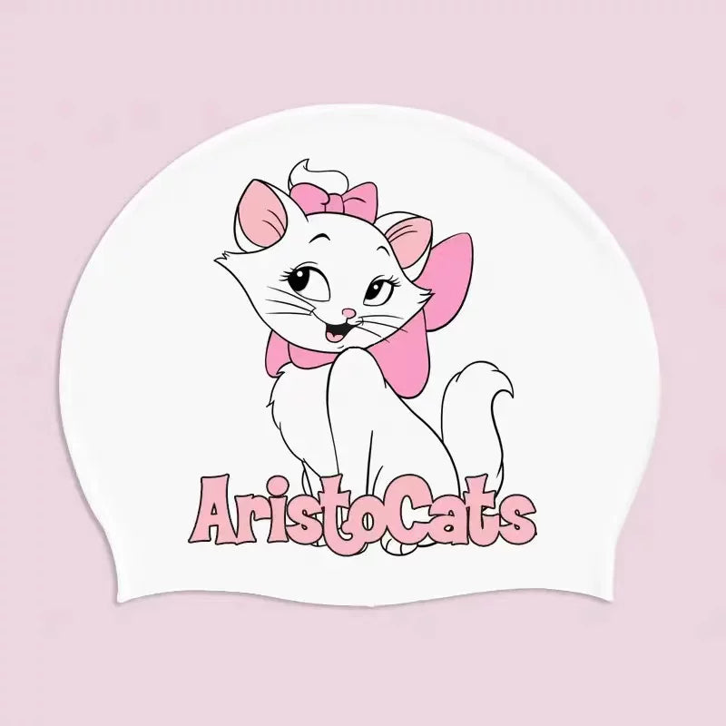 Kuromi silikon Sanrio KT pişik üzgüçülük papağı qadın böyüklər üçün silikon yüksək elastik suya davamlı üzgüçülük papağı peşəkar üzgüçülük papağı