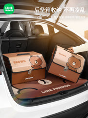 LINE FRIENDS Car Trunk Storage Box, Folding Organizer, Universal Car Decoration Cartoon Storage Box