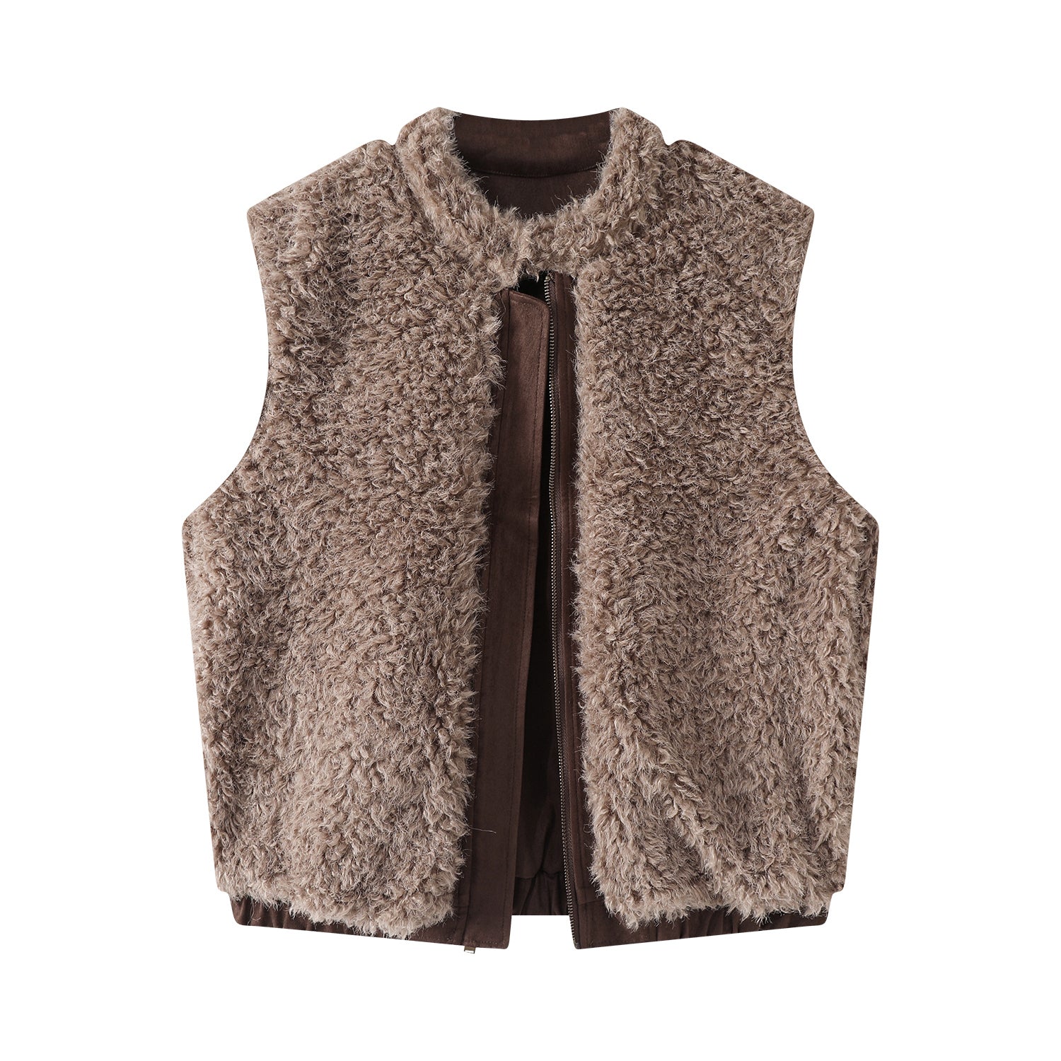 Chorlisa Qadınlar üçün Koreya Qəşəng Geriyə Bərpa Olunan Jilet, Payız/Qış Retro Quzu Yunlu Üst Geyim, Dəbli və Dəbli