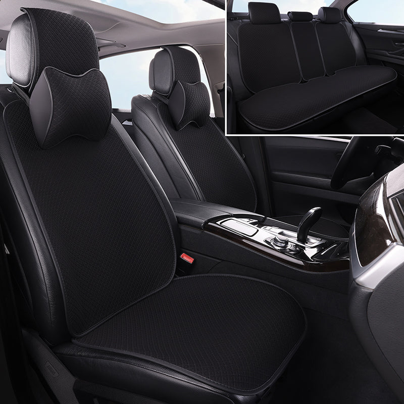 New car seat cushion, winter linen seat cushion, semi-covered, thin waist, for all seasons, simple, breathable, non-slip seat cover