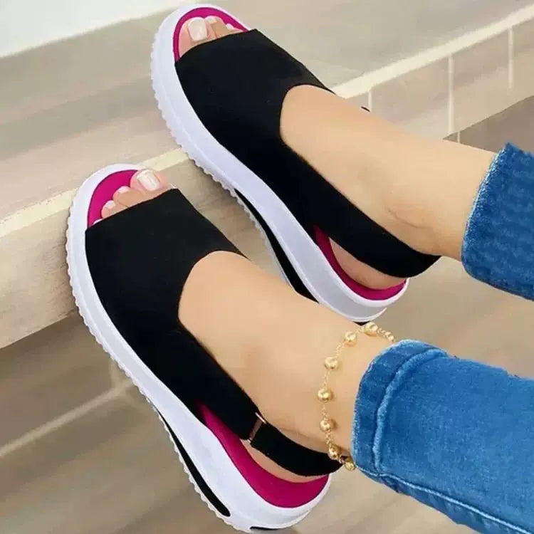 Yay Qadın Ayaqqabıları Platformalı Sandaletlər Streç Parça Moda