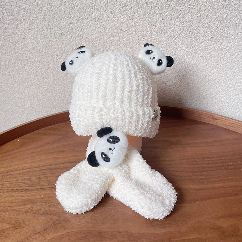 Körpə papağı və şarfı iki hissəli dəst, şirin ayı körpəsi qulaqcıqlı papaq, qalın və isti, oğlan və qızlar üçün, payız və qış üçün idealdır.