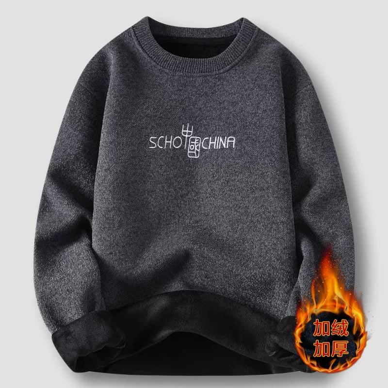 Kişilər üçün bir hissəli yun sviter, yeni payız və qış modası, isti şenil yun astarlı alt paltarı, kişilər üçün dairəvi yaxalı trikotaj geyim.