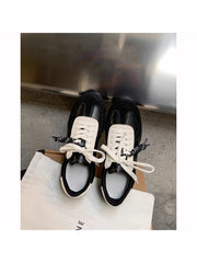 Women's Retro Color Block Leather Trainers, 2025 New Style, Soft Sole, Multifunctional Daily Sports Shoes, Height Increasing, Sneakers
