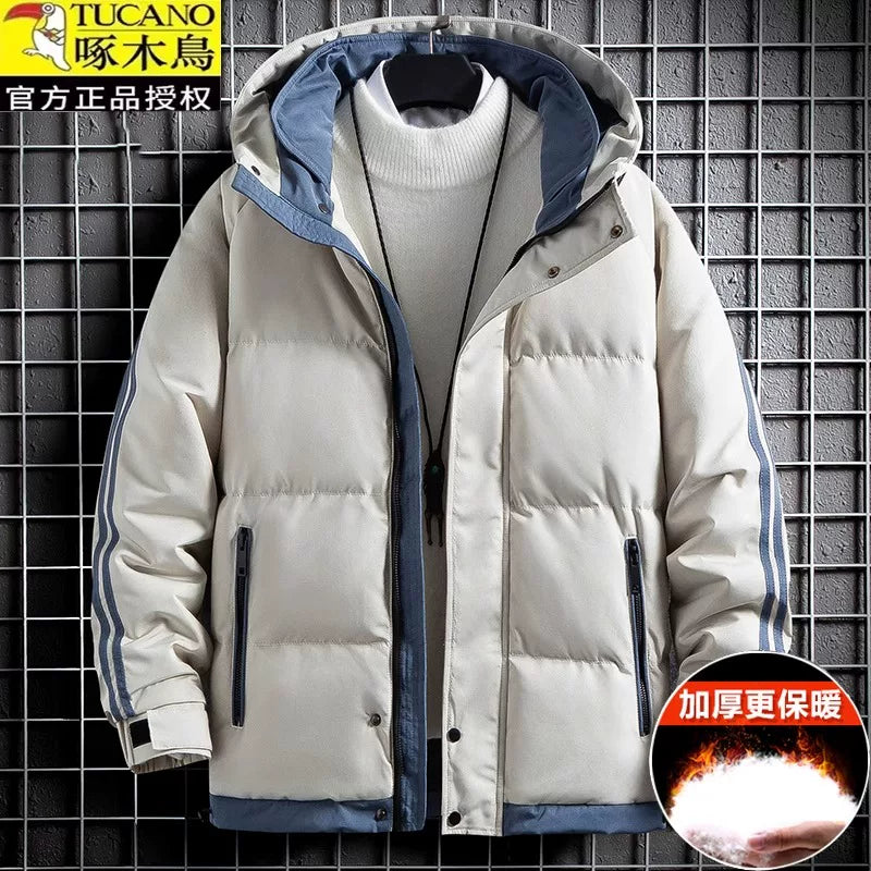 Woodpecker Kişilər üçün Aşağı Gödəkçə, Qış Şort Modeli, 2025 Yeni Gündəlik Pambıq Yastıqlı Gödəkçə, Başlıqlı, Çoxfunksiyalı, Qalın Pambıq Yastıqlı Palto, Dəbli