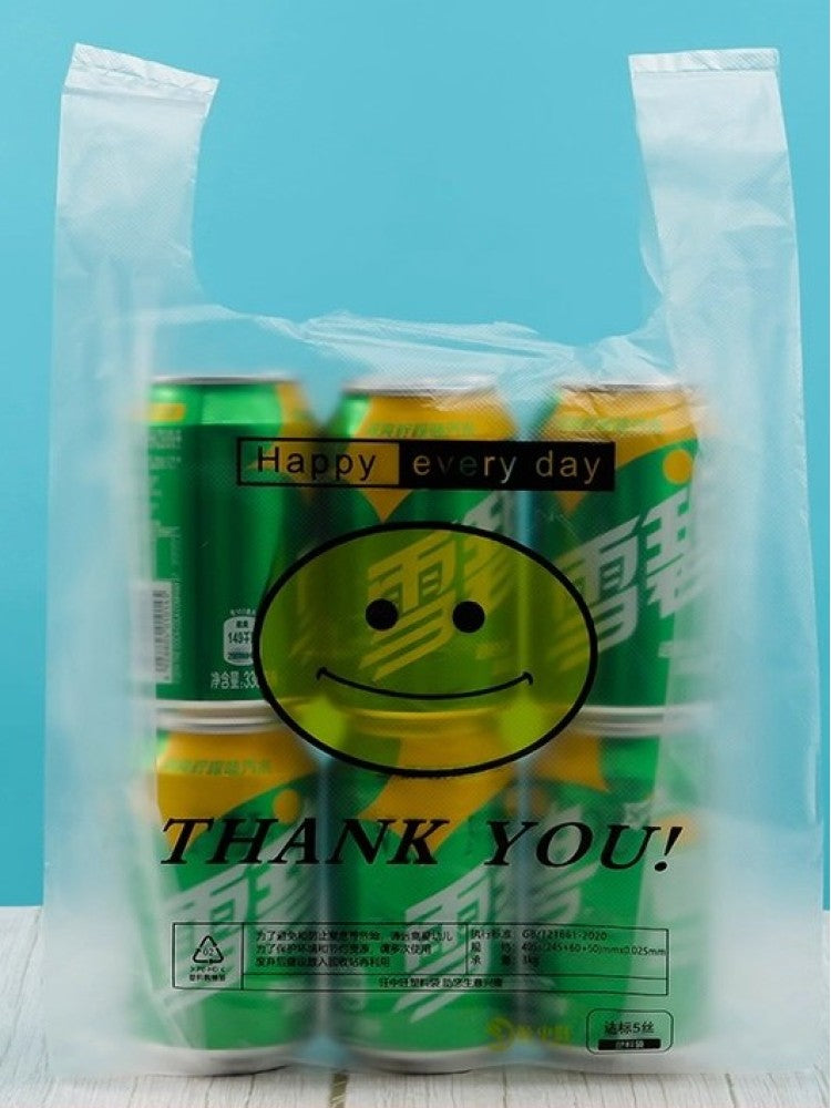 Qalınlaşmış gülməli üzlü plastik torba qida dərəcəli birdəfəlik rahatlıq çantası supermarket alış-veriş çantası paket paketi
