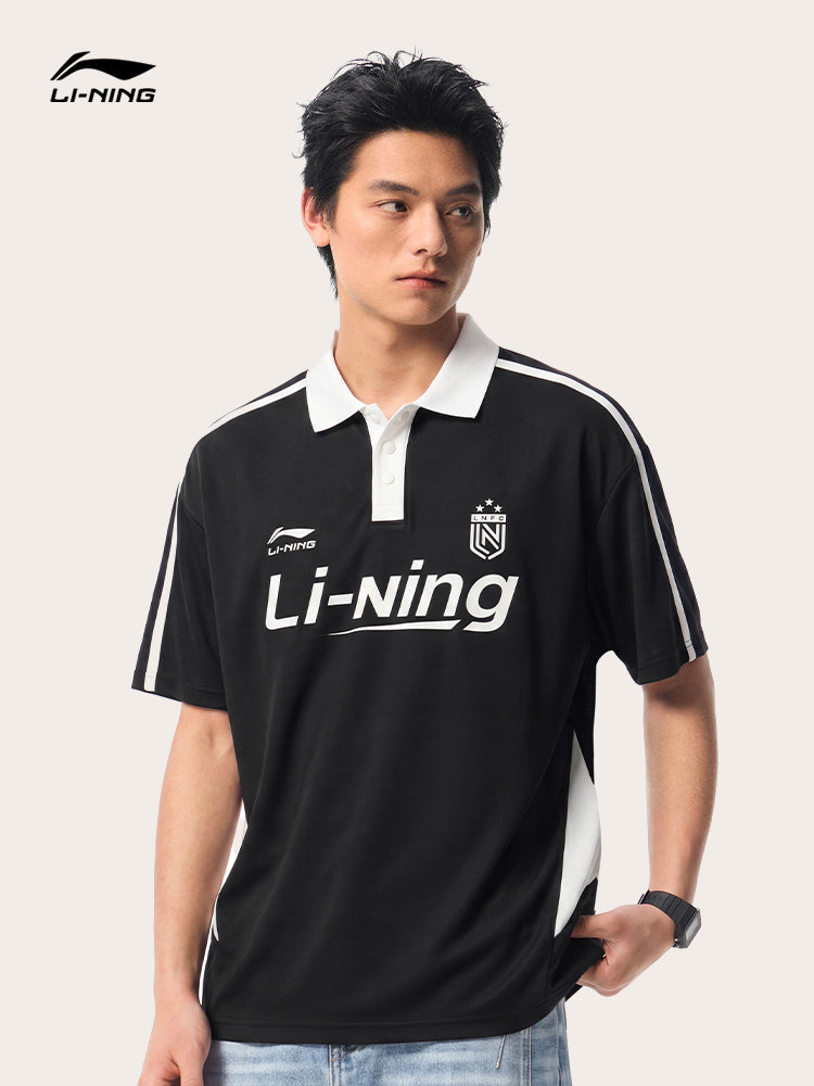 Li Ning POLO kişi köynəyi 2026 yeni cüt yaxa yarımqol üst boş Amerika qısaqol idman köynəyi qadınlar üçün