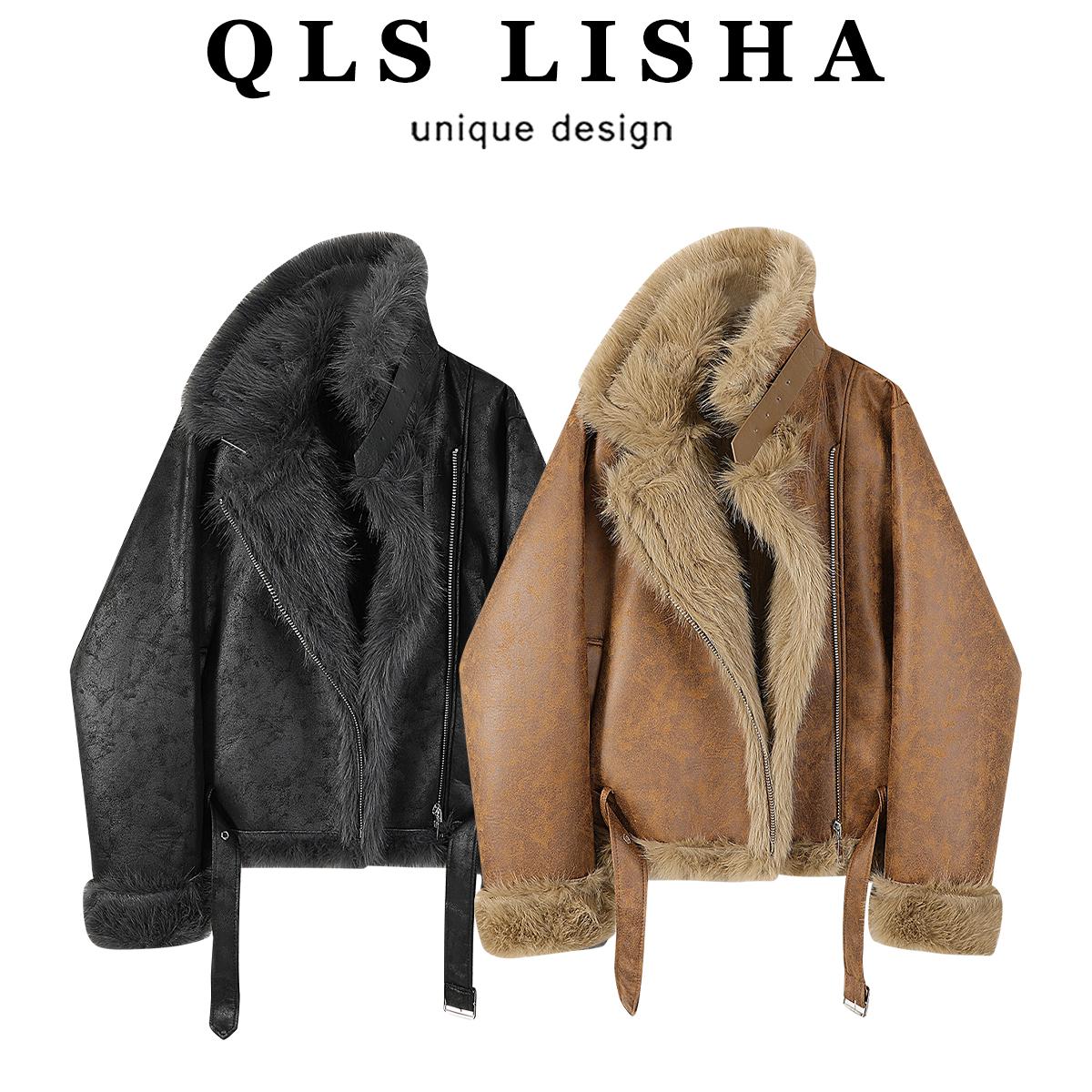 Cholisa Merard Shearling Qadınlar üçün Qısa Qalın Palto, Payız və Qış, Unikal və Super Qəşəng Motosiklet Gödəkçəsi