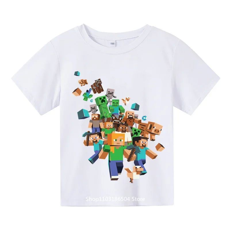 Kids Minec-raft T Shirt Clothes Anime Spring Autumn Boys Girls