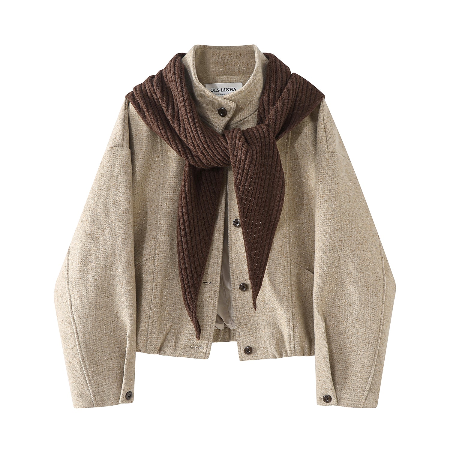 Chorissa Chanel üslubunda qadın gödəkçəsi, 2025 payız/qış yeni gündəlik və çox yönlü dayaqlı gödəkçə, ərik yun top.