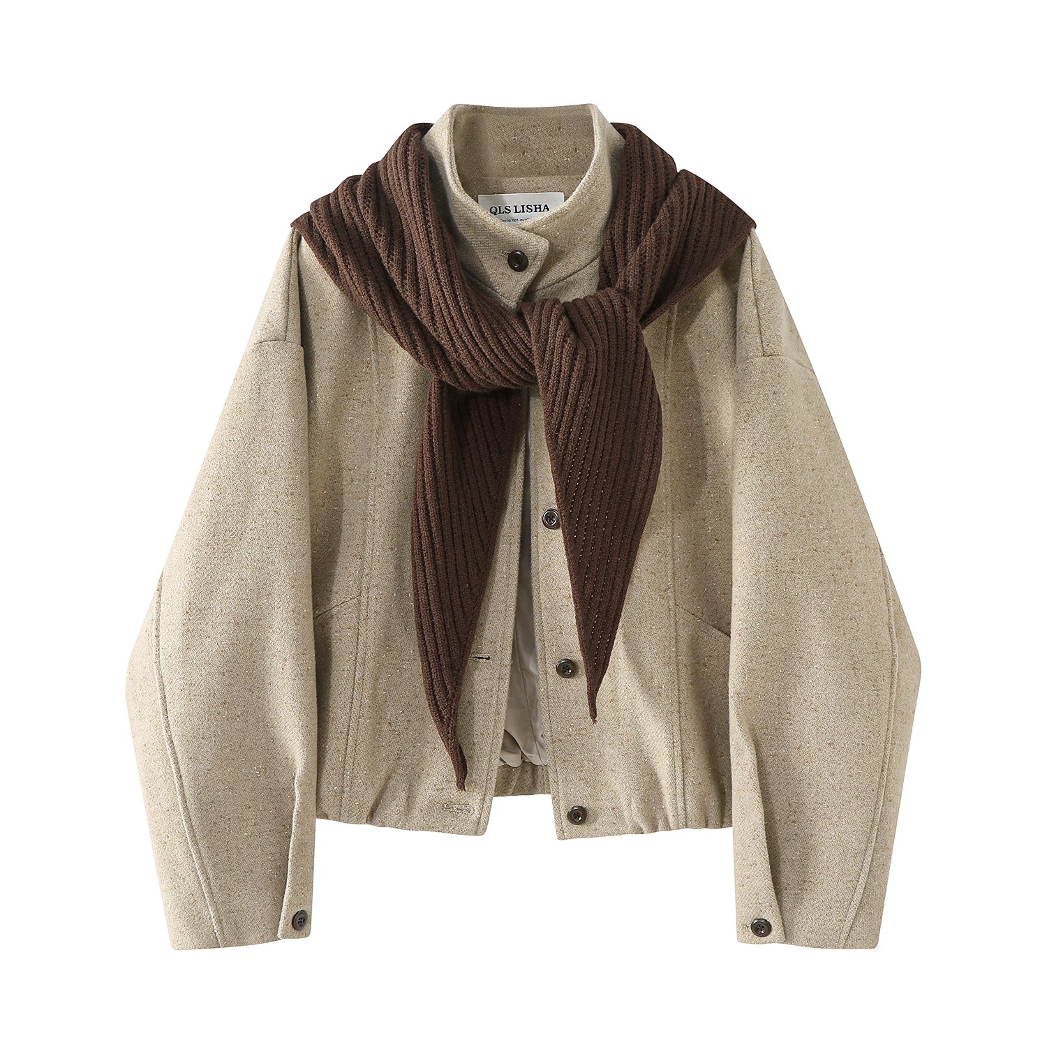 Chorissa Chanel üslubunda qadın gödəkçəsi, 2025 payız/qış yeni gündəlik və çox yönlü dayaqlı gödəkçə, ərik yun top.