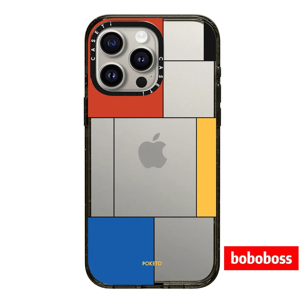 Zavoddan birbaşa! Rəssam əməkdaşlığı, iPhone 17/16/15/14/13/Plus/Pro/Max üçün Mondrian stilində MagSafe maqnit korpusu, düşməyə davamlı şəffaf telefon korpusu.