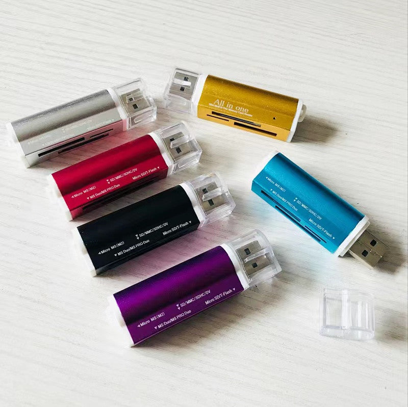 Metal kart oxuyucu USB2.0 dördü birdə mobil telefon TF kart/kamera SD kart 2TB yaddaş kartını dəstəkləyir Pulsuz çatdırılma