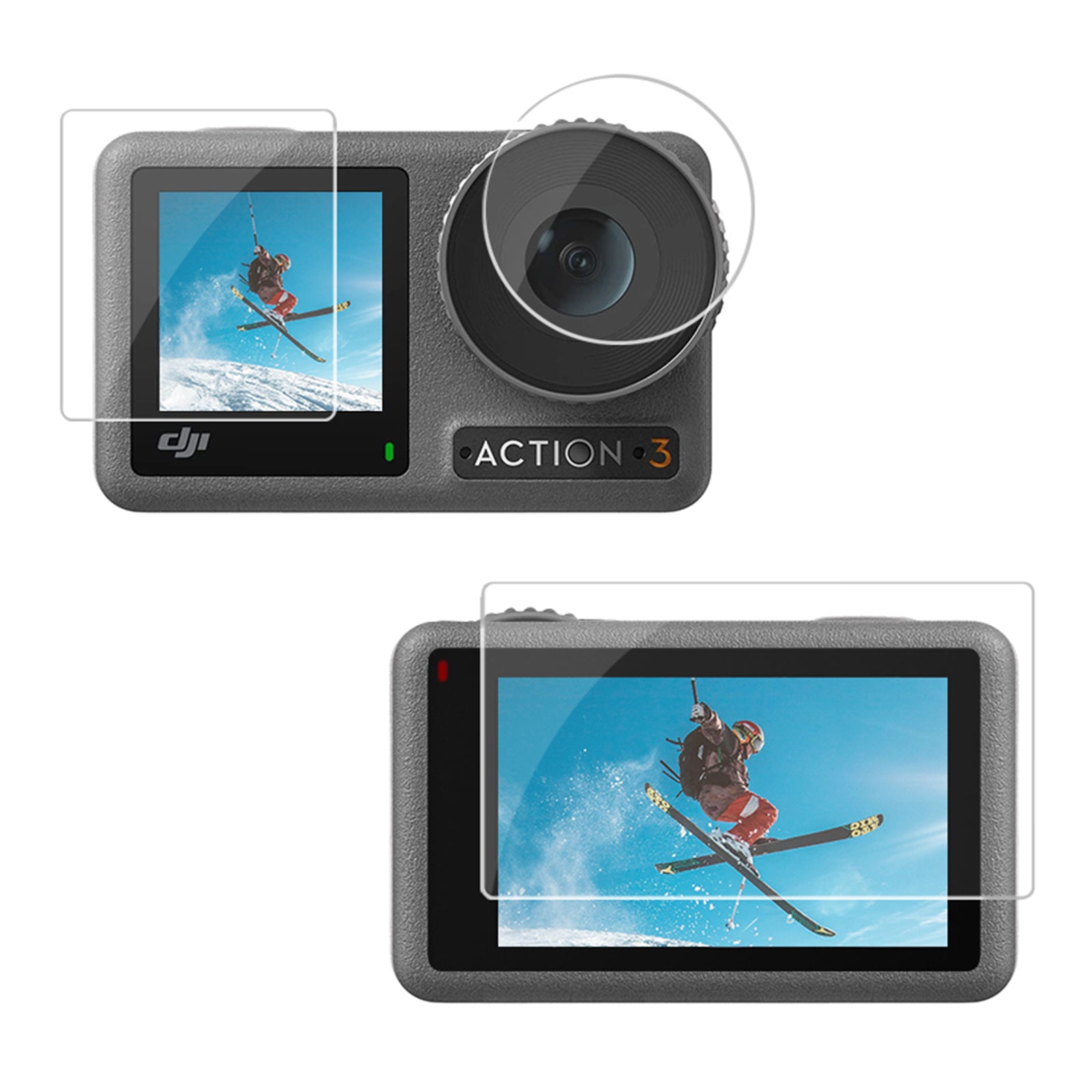 DJI Action5Pro/4/3 üçün temperli film aksesuarları saxlama çantası sırt çantası klipi selfi çubuğu ştativ