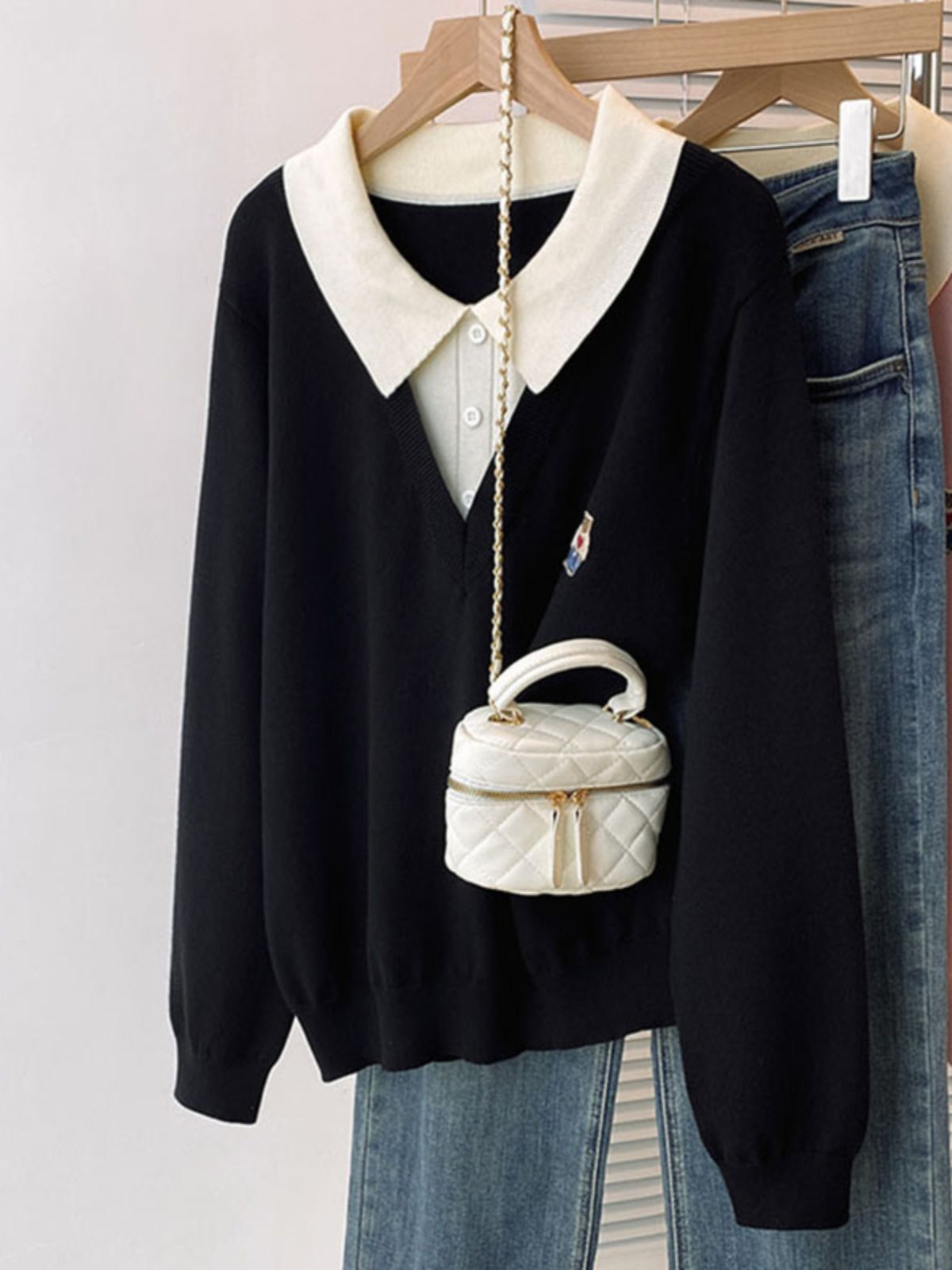 Böyük ölçülü, gənc görünüşlü, iki hissəli naxışlı toxunma sviter, qadınlar üçün payız və qış, geniş formalı, arıqladıcı və qarın nahiyəsini gizlədən alt qat.