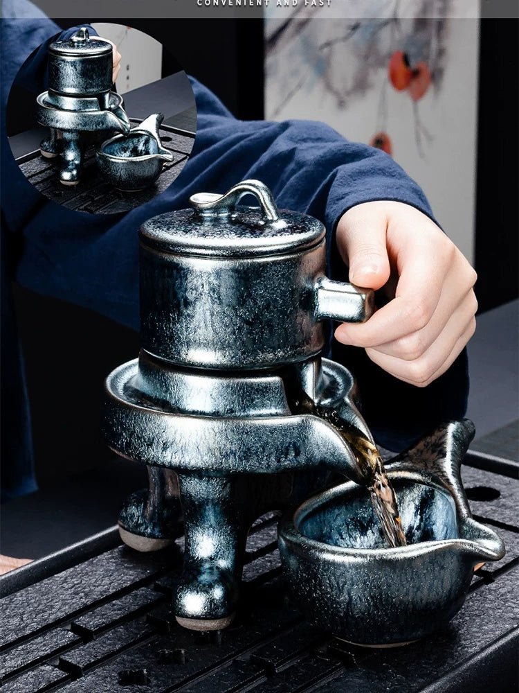 Jianzhan avtomatik çay dəsti Jianyao Yaobao çaydanı çay fincanı yüksək səviyyəli dəst ağsaqqallar üçün ev hədiyyəsi hədiyyə qutusu