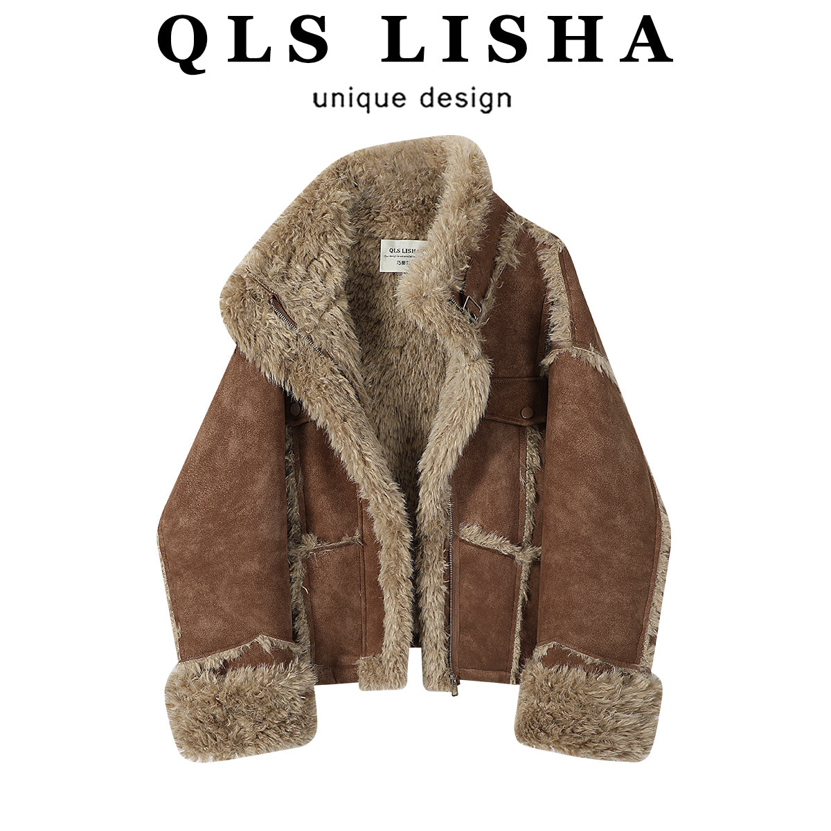 Cholisa Qısa Zamşa Quzu Yunlu Palto Qadın Payız və Qış Dəbli və Qəşəng Top